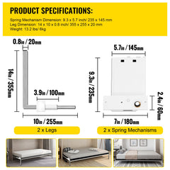 DIY Murphy Bed Springs Mechanism Hardware Kit Horizontal for Twin Size Bed