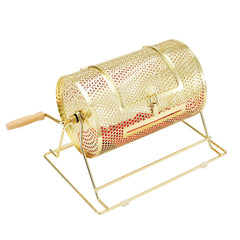 Raffle Drum, 11.6 x Ø7.48 inch Brass Plated Raffle Ticket Spinning Cage, Holds 2500 Tickets or 100 Ping Pong Balls, Metal Lottery Spinning Drawing with Wooden Turning Handle, for Bingo Ballot Pa