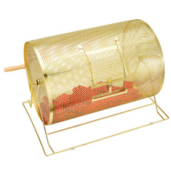 Raffle Drum, 14.8 x Ø21.26 inch Brass Plated Raffle Ticket Spinning Cage, Holds 10000 Tickets or 300 Ping Pong Balls, Metal Lottery Spinning Drawing with Wooden Turning Handle, for Bingo Ballot