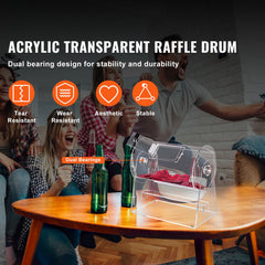 Acrylic Raffle Drum, Holds 2500 Tickets or 100 Raffle Balls, Professional Raffle Ticket Spinning Cage with 2 Keys, Transparent Lottery Spinning Drawing, Raffle Ticket Box for Lottery Games Bingo
