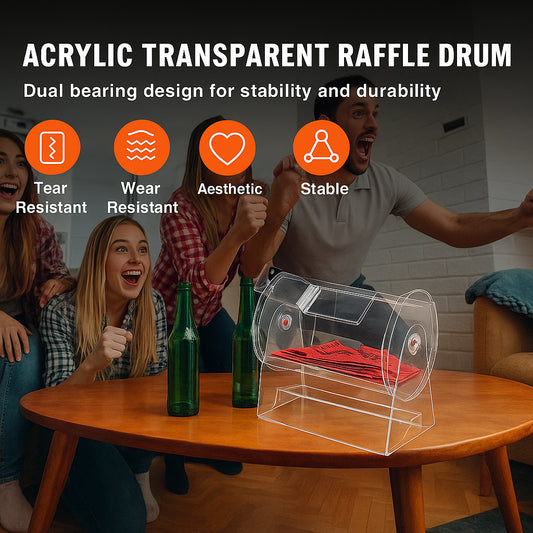 Acrylic Raffle Drum, Holds 2500 Tickets or 100 Raffle Balls, Professional Raffle Ticket Spinning Cage with 2 Keys, Transparent Lottery Spinning Drawing, Raffle Ticket Box for Lottery Games Bingo
