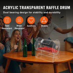Acrylic Raffle Drum, Holds 2500 Tickets or 100 Raffle Balls, Professional Raffle Ticket Spinning Cage with 2 Keys, Transparent Lottery Spinning Drawing, Raffle Ticket Box for Lottery Games Bingo