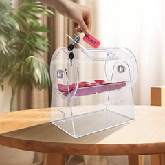 Acrylic Raffle Drum, Holds 2500 Tickets or 100 Raffle Balls, Professional Raffle Ticket Spinning Cage with 2 Keys, Transparent Lottery Spinning Drawing, Raffle Ticket Box for Lottery Games Bingo