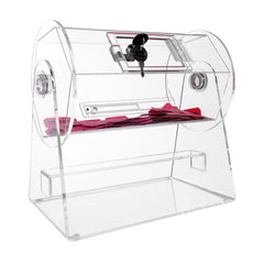 Acrylic Raffle Drum, Holds 2500 Tickets or 100 Raffle Balls, Professional Raffle Ticket Spinning Cage with 2 Keys, Transparent Lottery Spinning Drawing, Raffle Ticket Box for Lottery Games Bingo