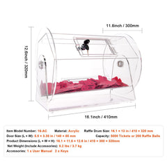 Acrylic Raffle Drum, Holds 5000 Tickets or 200 Raffle Balls, Professional Raffle Ticket Spinning Cage with 2 Keys, Transparent Lottery Spinning Drawing, Raffle Ticket Box for Lottery Games Bingo