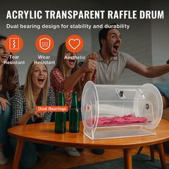 Acrylic Raffle Drum, Holds 5000 Tickets or 200 Raffle Balls, Professional Raffle Ticket Spinning Cage with 2 Keys, Transparent Lottery Spinning Drawing, Raffle Ticket Box for Lottery Games Bingo