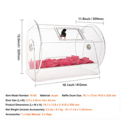 Acrylic Raffle Drum, Holds 5000 Tickets or 200 Raffle Balls, Professional Raffle Ticket Spinning Cage with 2 Keys, Transparent Lottery Spinning Drawing, Raffle Ticket Box for Lottery Games Bingo