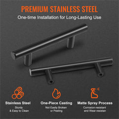 30 Pack Cabinet Pulls, 3in / 76mm Center to Center Slim Kitchen Cabinet Drawer, Stainless Steel Modern Kitchen Cupboard Door Handles for Kitchen Bathroom Bar Hardware Matte Black