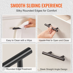 30 Pack Cabinet Pulls, 3in / 76mm Center to Center Slim Kitchen Cabinet Drawer, Stainless Steel Modern Kitchen Cupboard Door Handles for Kitchen Bathroom Bar Hardware Matte Black