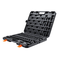 1/2" Drive Impact Socket Set, 65 Piece Socket Set SAE 3/8" to 1-1/4" and Metric 10-24mm, 6 Point Cr-V Alloy Steel for Auto Repair, Rugged Construction, Easy-to-Read Size Markings, Storage Case