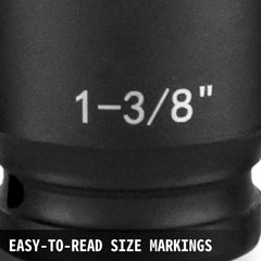 Impact Socket Set 1/2 Inches 19 Piece Impact Sockets, Standard Socket Assortment, 1/2 Inches Drive Socket Set Impact Standard SAE (3/8 Inches to 1-1/2 Inches) 6-point Hex Sockets