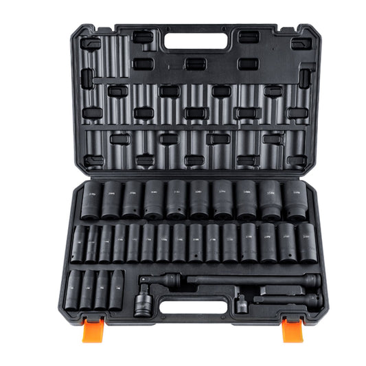 1/2" Drive Deep Impact Socket Set, 34pcs Socket Set Metric （8-36mm） 6 Point Cr-MO Alloy Steel for Auto Repair, Rugged Construction, Includes Heavy Duty Storage Case