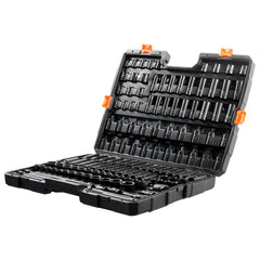Impact Sockets Set 130PCS 6-Point 3/8" & 1/2" Drive Bit Ratchet Tool Kit