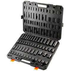 Impact Sockets Set 59pcs 6-Point 3/8" & 1/2" Drive Bit Ratchet Tool Kit