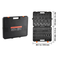 Impact Sockets Set 59pcs 6-Point 3/8" & 1/2" Drive Bit Ratchet Tool Kit