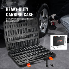Impact Sockets Set 59pcs 6-Point 3/8" & 1/2" Drive Bit Ratchet Tool Kit
