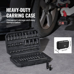 1/4" Drive Impact Socket Set, 55 Piece Deep & Shallow Socket Set SAE 5/32"-9/16" and Metric 4-15mm, 6 Point CR-V Alloy Steel for Auto Repair, Easy-to-Read Size Markings, Storage Case