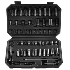 1/4" Drive Impact Socket Set, 55 Piece Deep & Shallow Socket Set SAE 5/32"-9/16" and Metric 4-15mm, 6 Point CR-V Alloy Steel for Auto Repair, Easy-to-Read Size Markings, Storage Case