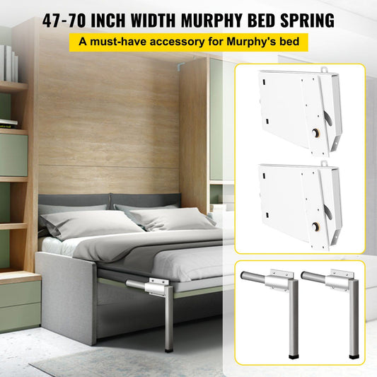 Murphy Mounting Wall Springs Mechanism, Heavy Duty Support Hardware DIY Kit, Bed Springs Mechanism Ideal for King Queen Bed (Vertical), White
