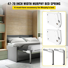 Murphy Mounting Wall Springs Mechanism, Heavy Duty Support Hardware DIY Kit, Bed Springs Mechanism Ideal for King Queen Bed (Vertical), White