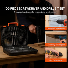 Drill Bit Set 100PCS Screwdriver Bit Set with Carrying Case Multi-purpose