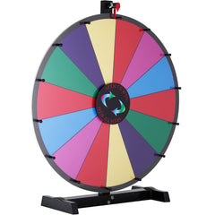 24 inch Spinning Prize Wheel, 14 Slots Tabletop Spinner, Heavy Duty Roulette Wheel with a Dry Erase and 2 Markers, Win Fortune Spin Games in Party Pub Trade Show Carnival