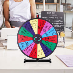 24 inch Spinning Prize Wheel, 14 Slots Tabletop Spinner, Heavy Duty Roulette Wheel with a Dry Erase and 2 Markers, Win Fortune Spin Games in Party Pub Trade Show Carnival
