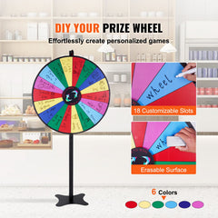 36 inch Spinning Prize Wheel, 18 Slots Spinning Wheel, Roulette Wheel with a Dry Erase and 2 Markers, Tabletop or Floor Standing Win Fortune Spin Games in Party Pub Trade Show Carnival