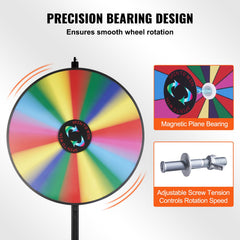 36 inch Spinning Prize Wheel, 18 Slots Spinning Wheel, Roulette Wheel with a Dry Erase and 2 Markers, Tabletop or Floor Standing Win Fortune Spin Games in Party Pub Trade Show Carnival