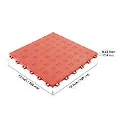 Garage Tiles Interlocking, 12 x 12 x 0.53 inch 25 Pack Garage Floor Covering Tiles, Non-Slip Double-Sided Texture Garage Flooring Tiles, for Garages, Basements, Repair Shops, Red