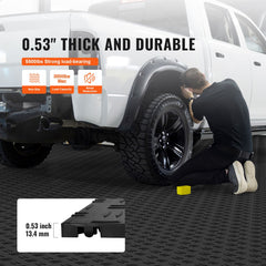 Garage Tiles Interlocking, 12 x 12 x 0.53 inch 25 Pack Garage Floor Covering Tiles, Non-Slip Double-Sided Texture Garage Flooring Tiles, for Garages, Basements, Repair Shops, Black