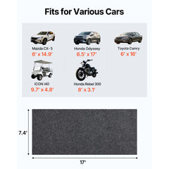 Garage Floor Mat, 2.25 x 5.2 M Waterproof Protection from Water,Snow, Rain,Mud and Oil for Cars, Non-slip Heavy Duty Containment Mat with TPE Anti-Leak Backing & Easy to Clean & Cuttable