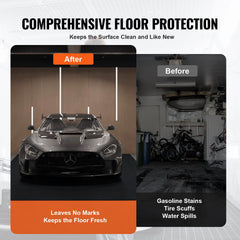 Garage Floor Mat, 2.3 x 5.79 M Waterproof Protection from Water,Snow, Rain,Mud and Oil for Cars, Non-slip Heavy Duty Containment Mat with TPE Anti-Leak Backing & Easy to Clean & Cuttable