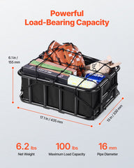 Rear Bike Basket, Medium Bicycle Basket with Cargo Net, Liner & Waterproof Cover, Heavy Duty Bike Back Basket for Adult Women/Men Carrying Dogs, Pets, Fruit & Grocery, Mounting Tools Included
