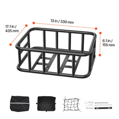 Rear Bike Basket Large Bicycle Basket with Cargo Net Rainproof Cover Liner