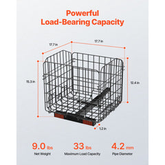 Scooter Rear Basket, Folding Metal Wire Basket, Heavy Duty & Spacious Cargo Basket, Works with 1-inch Receiver, Compatible with Most Golden, Drive & Pride Mobility Scooter