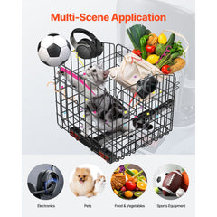 Scooter Rear Basket, Folding Metal Wire Basket, Heavy Duty & Spacious Cargo Basket, Works with 1-inch Receiver, Compatible with Most Golden, Drive & Pride Mobility Scooter