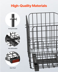 Scooter Rear Basket, Folding Metal Wire Basket, Heavy Duty & Spacious Cargo Basket, Works with 1-inch Receiver, Compatible with Most Golden, Drive & Pride Mobility Scooter