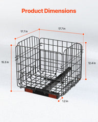 Scooter Rear Basket, Folding Metal Wire Basket, Heavy Duty & Spacious Cargo Basket, Works with 1-inch Receiver, Compatible with Most Golden, Drive & Pride Mobility Scooter