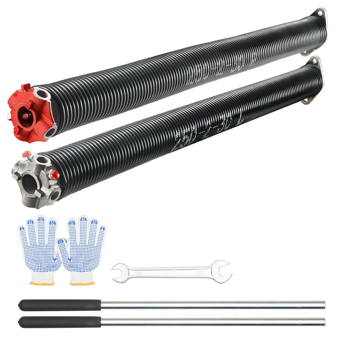 Garage Door Torsion Springs, 16000 Cycles, Pair of 0.25 x 2 x 30inch, Garage Door Springs with Non-Slip Winding Bars, Mounting Tool and Gloves, Electrophoresis Coated, for Replacement