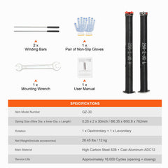 Garage Door Torsion Springs, 16000 Cycles, Pair of 0.25 x 2 x 30inch, Garage Door Springs with Non-Slip Winding Bars, Mounting Tool and Gloves, Electrophoresis Coated, for Replacement