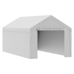 Carport Replacement Canopy Cover Top + Side Wall 10 x 20 ft, Garage Tent Shelter Tarp Heavy-Duty Waterproof & UV Protected, Easy Installation with Ball Bungees,White (Frame Not Included)