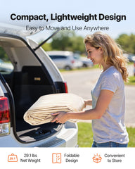 Carport Replacement Canopy, 6 x 3 m Potable Garage Tent Top Tarp with Sidewalls, UV-Resistant & Waterproof, Heavy Duty Car Shelter Tarp with Ball Buggees, Beige, Frame Not Included