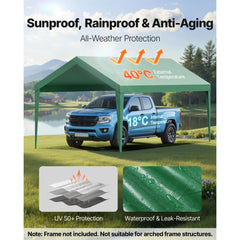 Carport Replacement Canopy, 6 x 3 m Potable Garage Tent Top Tarp, UV-Resistant & Waterproof Car Shelter Tarp, Heavy Duty Car Port Cover with Ball Buggees, Dark Green, Frame Not Included