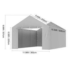 Carport Replacement Canopy Cover Side Wall 6 x 3.6 m, Garage Tent Shelter Tarp Heavy-Duty Waterproof & UV Protected, Easy Installation with Ball Bungees,Grey (Top and Frame Not Included)