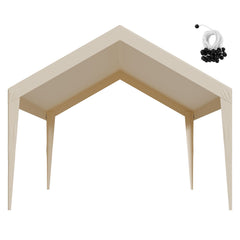 Carport Replacement Canopy, 6 x 3.6 m Potable Garage Tent Top Tarp, UV-Resistant & Waterproof Car Shelter Tarp, Heavy Duty Car Port Cover with Ball Buggees, Beige, Frame Not Included