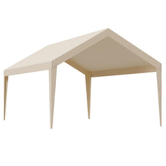 Carport Replacement Canopy, 6 x 3.6 m Potable Garage Tent Top Tarp, UV-Resistant & Waterproof Car Shelter Tarp, Heavy Duty Car Port Cover with Ball Buggees, Beige, Frame Not Included