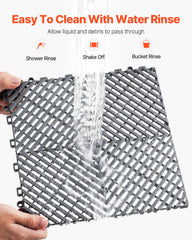 Interlocking Drainage Mat, 31 x 31 cm Modular Interlocking Cushion, 50 Pcs Splicing Drainage Mats, Non-Slip Gray PP Drainage Floor Tile and Shower Mat, for Garage, Garden, Kitchen & Outdoor