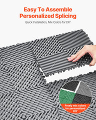 Interlocking Drainage Mat, 31 x 31 cm Modular Interlocking Cushion, 50 Pcs Splicing Drainage Mats, Non-Slip Gray PP Drainage Floor Tile and Shower Mat, for Garage, Garden, Kitchen & Outdoor