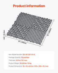 Interlocking Drainage Mat, 31 x 31 cm Modular Interlocking Cushion, 50 Pcs Splicing Drainage Mats, Non-Slip Gray PP Drainage Floor Tile and Shower Mat, for Garage, Garden, Kitchen & Outdoor